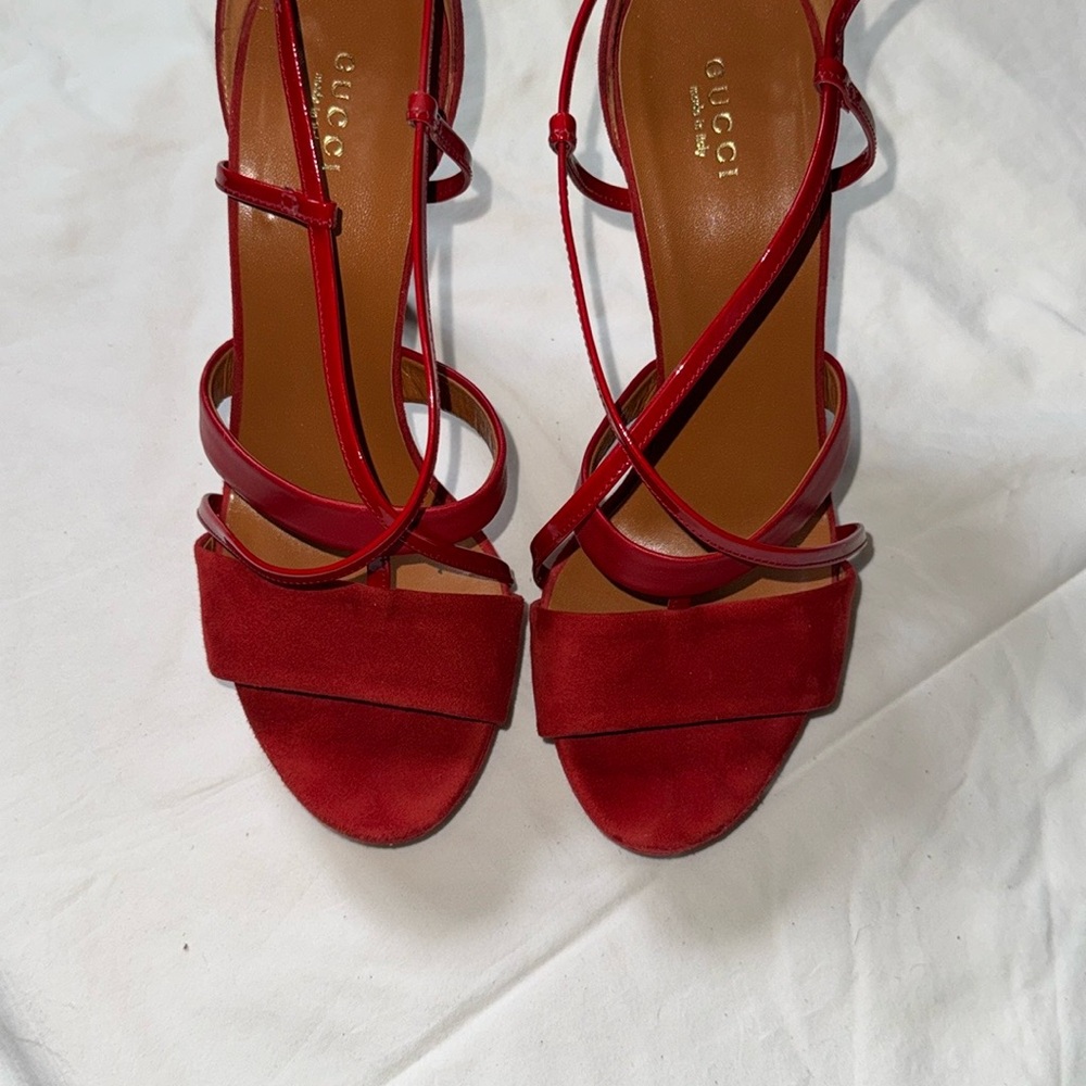 Gucci Crimson Strappy Heels